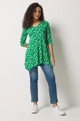 M&Co Green Spot Print Hanky Hem Top | M&Co 1