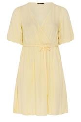 YOURS Curve Yellow Puff Ball Wrap Dress