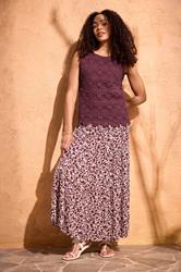 M&Co Purple Ditsy Floral Crinkle Maxi Skirt | M&Co 3