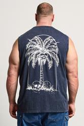 BadRhino Big & Tall Navy Blue Acid Wash Graphic Vest | BadRhino 4