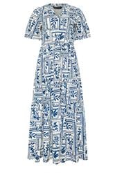 M&Co Blue Leaf Print Tiered Cotton Maxi Dress