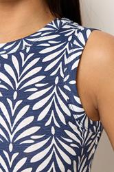 M&Co Petite Navy Blue Leaf Print Tiered Cotton Maxi Dress | M&Co 4