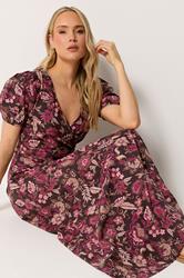 LTS Tall Women's Chocolate Brown Floral Wrap Maxi Dress | Long Tall Sally 1