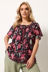 YOURS Plus Size Black Floral Pintuck Blouse | Yours Clothing 3