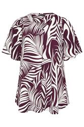 EVANS Plus Size Berry Red Palm Leaf Pleat Front Top | Evans  5