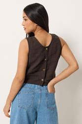 PixieGirl Petite Women's Chocolate Brown Cotton Cheesecloth Top | PixieGirl 2