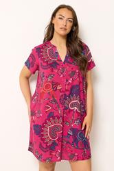YOURS Plus Size Pink Paisley Pleat Front Dress | Yours Clothing 3