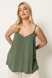 YOURS Plus Size Green Embroidered Floral Trim Vest Top | Yours Clothing 3