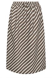 YOURS Curve Ivory White Linen Look Stripe Skirt
