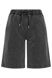 LTS Tall Black Acid Wash Pull On Denim Cotton Jorts