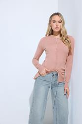 LTS Tall Pink Crew Neck Button Cardigan | Long Tall Sally 3