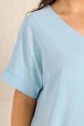 EVANS Plus Size Blue Short Sleeve Woven Blouse | Evans 4