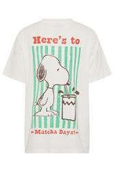 PixieGirl Petite Women's White Snoopy Matcha Graphic Cotton T-Shirt | PixieGirl 9