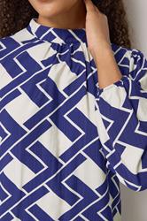 M&Co Blue Geometric Print Belted Tunic Dress | M&Co 4