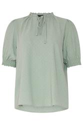 M&Co Green Pastel Tie Neck Frill Sleeve Blouse