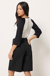 PixieGirl Petite Women's Black Cotton Denim Jorts | PixieGirl 2