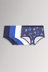 YOURSET 5 PACK Plus Size Blue Floral Butterfly Print Full Briefs | Yours Clothing 3