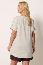 YOURS Plus Size Natural Brown Stripe Swing T-Shirt | Yours Clothing 4