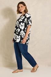EVANS Plus Size Black Floral V-Neck Top | Evans 1