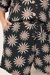 YOURS Plus Size Black Sun Print Shorts | Yours Clothing 4