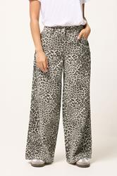 PixieGirl Petite Women's Light Brown Leopard Print Wide Leg Jeans | PixieGirl 4