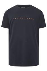 JACK & JONES Big & Tall Dark Navy Blue Slogan T-Shirt