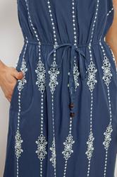 LTS Tall Women's Navy Blue Floral Embroidered Cotton Maxi Dress | Long Tall Sally 1