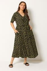 YOURS Plus Size Black & Yellow Floral Crinkle Maxi Dress | Yours Clothing 3