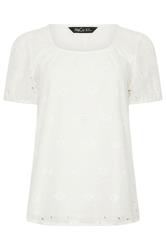 M&Co White Broderie Short Sleeve Cotton Top | M&Co 6