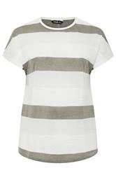 YOURS Curve Grey Shimmer Stripe Top