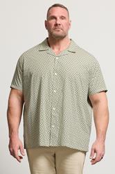 BadRhino Big & Tall Green Geometric Poplin Shirt | BadRhino 1
