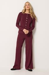 LTS Tall Women's Burgundy Red Button Cardigan | Long Tall Sally 1