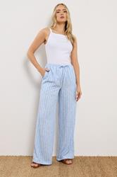 LTS Tall Women's Blue & White Stripe Wide Leg Trousers | Long Tall Sally 1