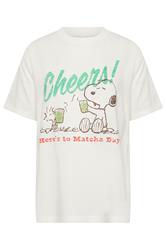 PixieGirl Petite White Snoopy Matcha Graphic Cotton T-Shirt
