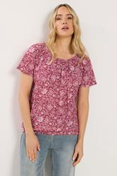 LTS Tall Women's Red Paisley Print Bubble Hem T-Shirt | Long Tall Sally 3