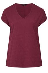 YOURS Plus Size Red Textured V Neckline T-Shirt | Yours Clothing 1