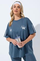 YOURS ACTIVE Plus Size Blue 'Wellness Studio' T-Shirt | Yours Clothing 2