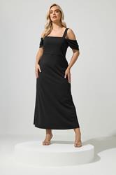 YOURS LONDON Plus Size Black Cold Shoulder Maxi Dress | Yours Clothing 1