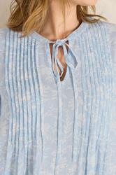 EVANS Plus Size Blue Floral Tie Neck Pintuck Blouse | Evans 5