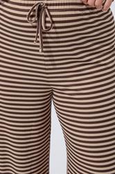 LIMITED COLLECTION Plus Size Chocolate Brown & Cream Ribbed Trousers | Yours Clothing 4