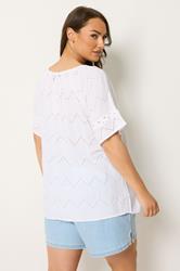 YOURS Plus Size White Broderie Anglaise Scallop Blouse | Yours Clothing 2