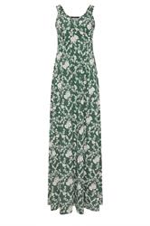 LTS Tall Women's Dark Green V-Neckline Floral Cotton Maxi Dress | Long Tall Sally  6