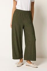 M&Co Khaki Green Wide Leg Cropped Trousers | M&Co 2