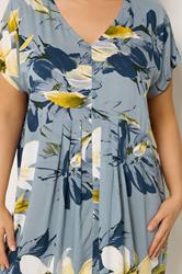 YOURS Plus Size Grey Floral Pleat Front Dress | Yours Clothing 4