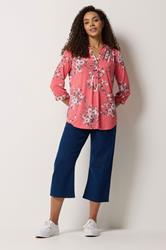 M&Co Pink Floral Half Placket Shirt | M&Co 1