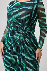 YOURS LONDON Plus Size Mint Green Zebra Mesh Side Knot Midi Dress | Yours Clothing 4