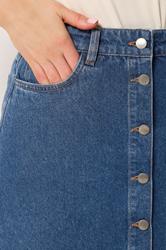 LTS Tall Women's Mid Blue Button Denim Maxi Skirt | Long Tall Sally 5