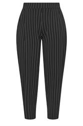 LIMITED COLLECTION Curve Black Pinstripe Barrel Trousers