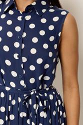 M&Co Petite Navy Blue Polka Dot Shirt Dress | M&Co 4