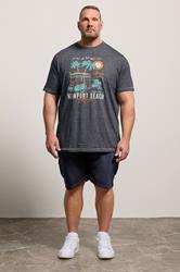 D555 Big & Tall Grey Beach Graphic T-Shirt | BadRhino 1
